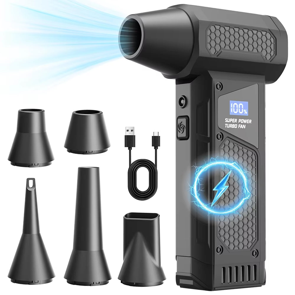 2026 High Power Jet Dry Blower Mini Turbo Fan Electric Air Duster Cordless PC Keyboard Cleaner Car Drying 2600Mah LED Display