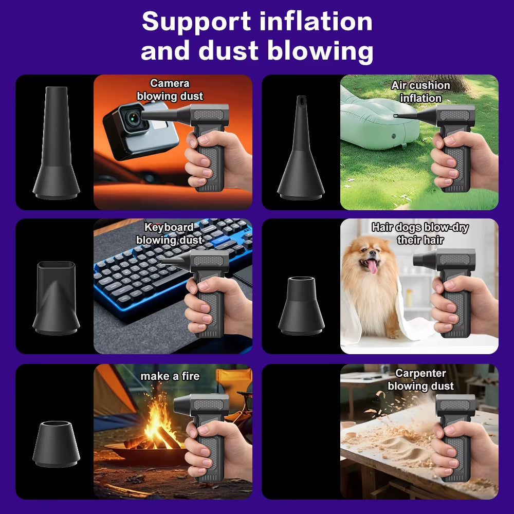 2026 High Power Jet Dry Blower Mini Turbo Fan Electric Air Duster Cordless PC Keyboard Cleaner Car Drying 2600Mah LED Display