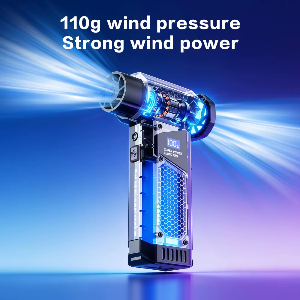 2026 High Power Jet Dry Blower Mini Turbo Fan Electric Air Duster Cordless PC Keyboard Cleaner Car Drying 2600Mah LED Display